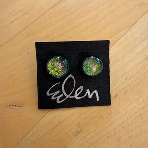Green iridescent Stud Earrings